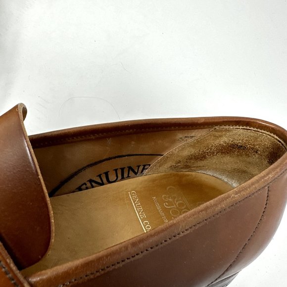 Crockett & Jones GENUINE CORDOVAN penny loafers shoes Size 9 E leather shoe Tree - Picture 8 of 15
